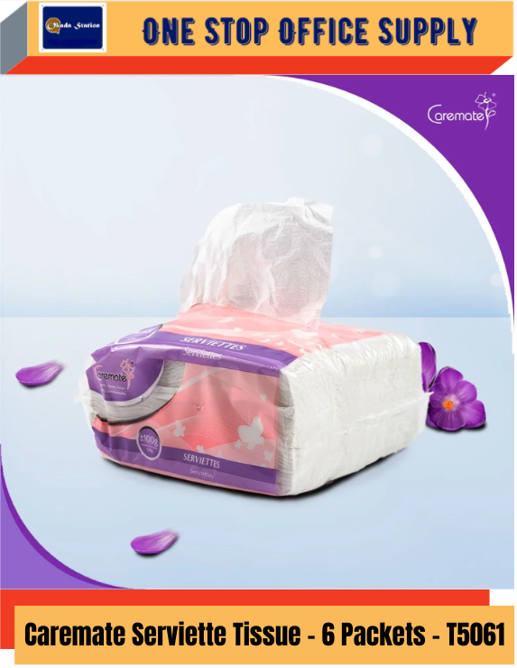 T5061 / Caremate Serviette Tissue / 6 Packets x 100GM / Extra Absorbent Premium Tissue