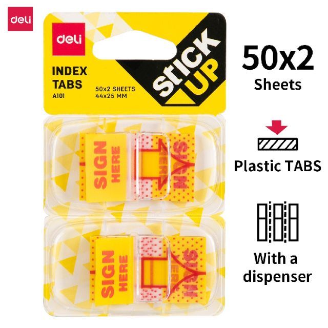 QP Deli EA10101 Index Tabs Sign Here 44x25mm 2x50's