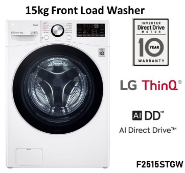 *LG Front Load Washer with AI Direct Drive and TurboWash (15KG) F2515STGW