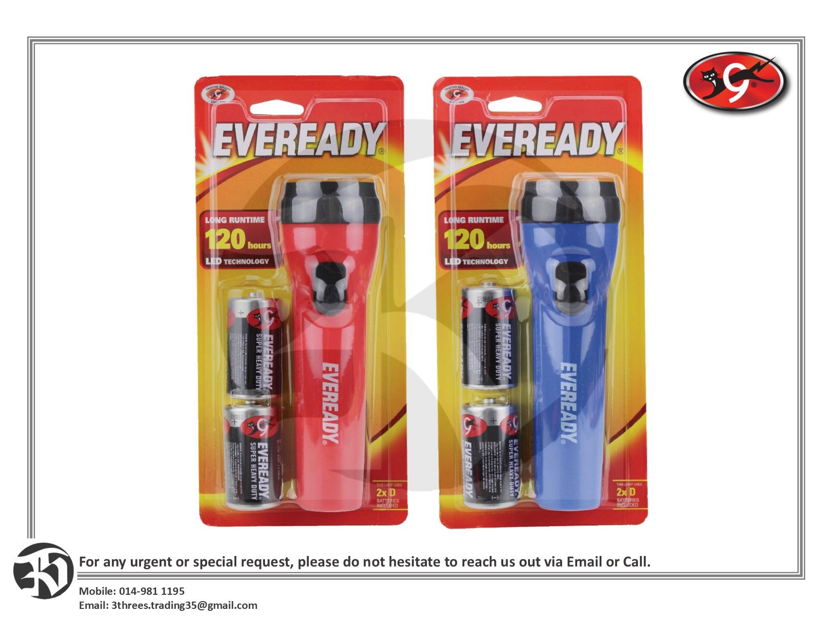 Eveready LED Flashlight with 2 x D Batteries