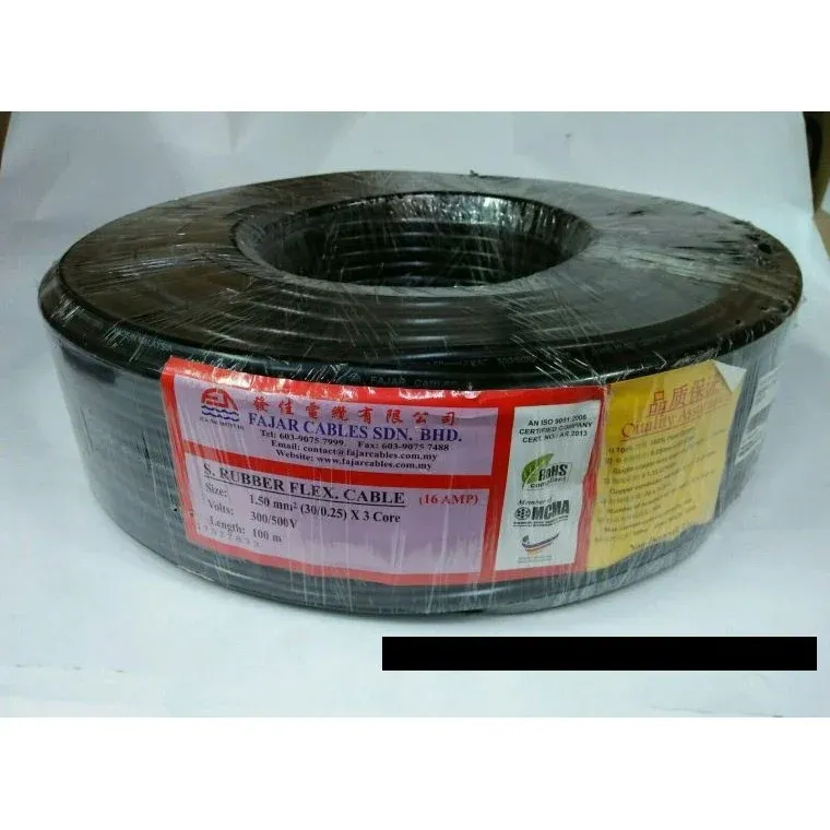 FAJAR 3CORE TRS S.RUBBER FLEXIBLE CABLE 1.5mm x 3C