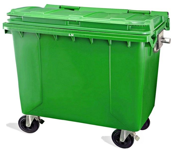 GP GREEN LARGE OUTDOOR DUSTBIN WITH ROLLER 600L