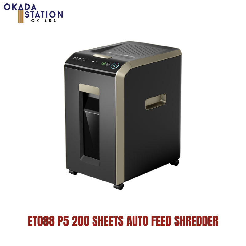 DELI ET088 HEAVY DUTY PAPER SHAREDDER / AUTO FEED 200 Sheets / Auto Feed Shredder / 32 LITERS