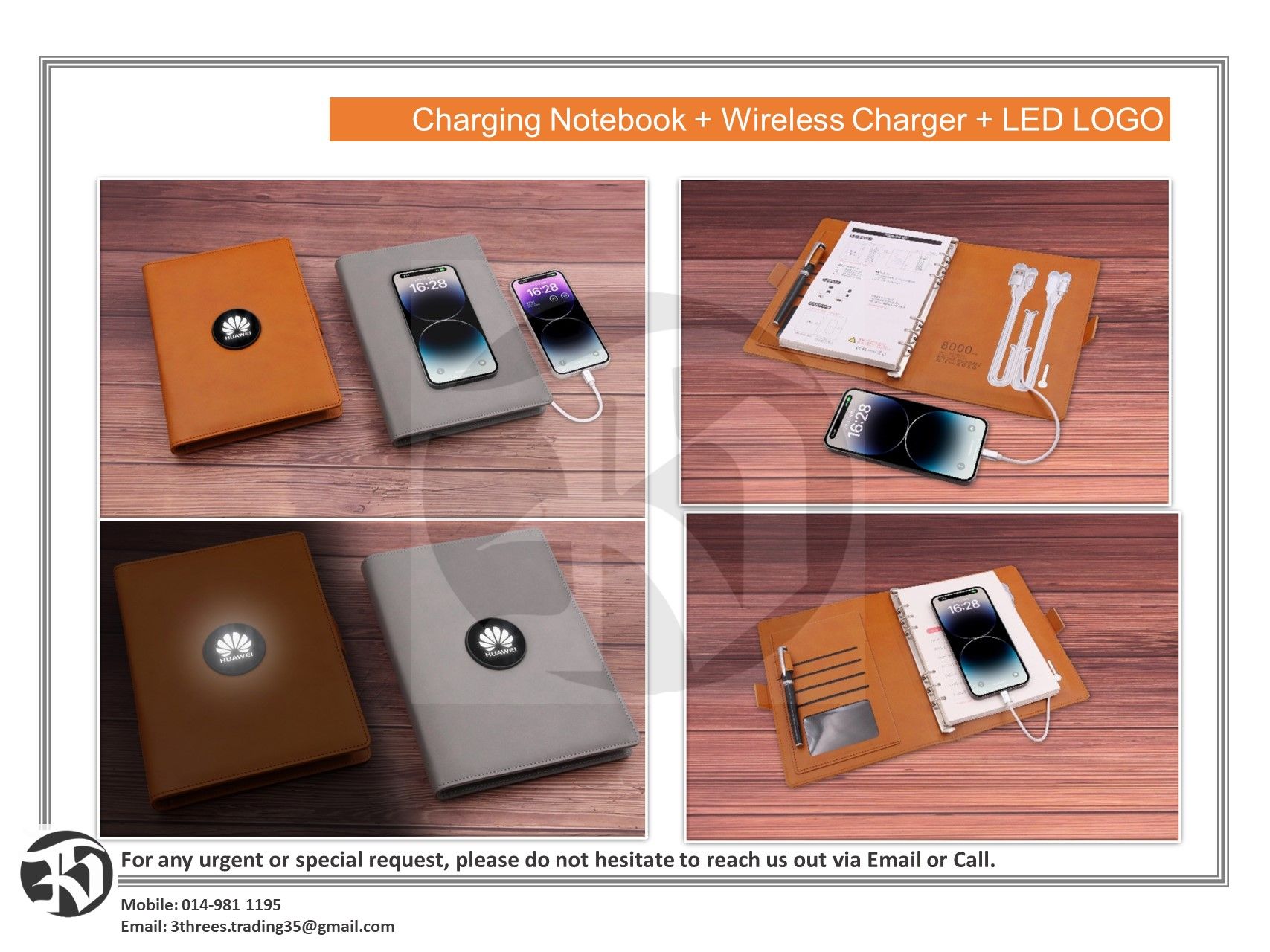 Charging Notebook (Wireless Charger ) WITH LED LOGO TYPE 2
