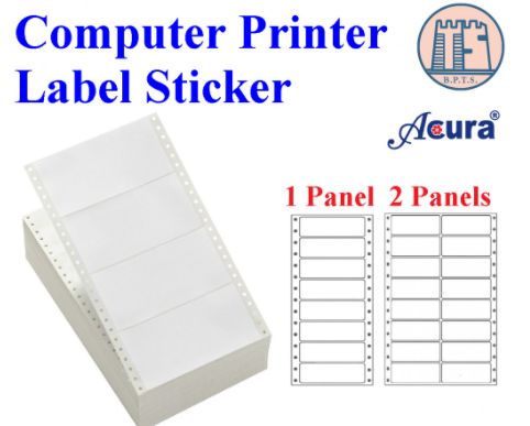 Dot Matrix Printer Computer Label Sticker White 750 Sticker / 1000 Sticker