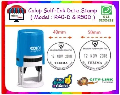 Colop Self-Ink Date Stamp Cop ( 1 Warna Ink ) / Round Rubber Stamp Chop / Cop Bulatan Bertarikh / Stamp RECEIVED / Cop TERIMA # Date Chop # Cop Bertarikh # Model : Colop R40-D & R50-D # RP0458 ( KTT : 1 Unit )