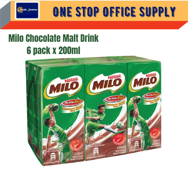 Milo Chocolate Malt Drink RTD Pack 6 pack x 200ml /Milo /Chocolate Malt Drink /200ml