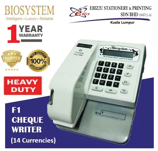Biosystem F1 CHEQUE WRITER 14 Currencies (cheque printing machine, cheque printer machine, cheque printer, cheque writer, cheque