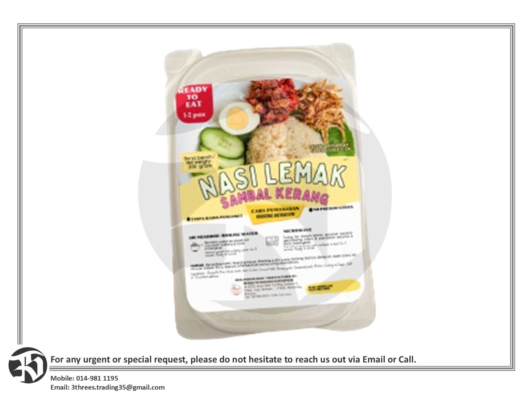 Set Nasi Berlauk Instant Ready-to-Eat Single Meal / Travel Food Pack 270g