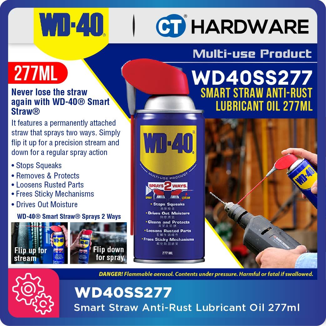 WD-40庐 Smart Straw庐 MULTI-USE PRODUCT WD40SS277 Anti-Rust Lubricant Oil Spray 277ml
