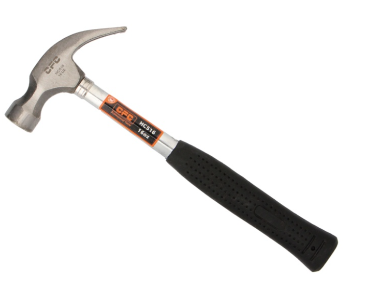 CFC PROFESSIONAL TOOLS - HEAVY DUTY CLAW HAMMER, STEEL HANDLE 16OZ /450GM (HCS16)
