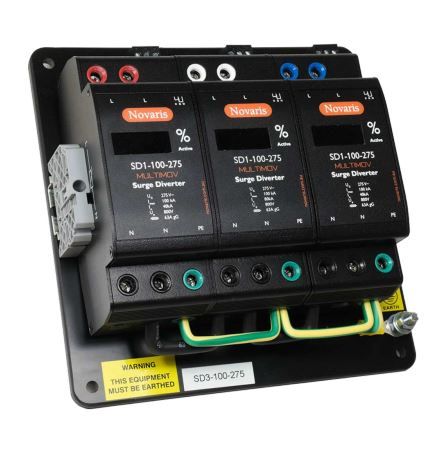 Surge Diverter, MULTIMOV, 3 Phase, 100kA, 275VAC, Digital Display, Alarm contact SD3-100-275