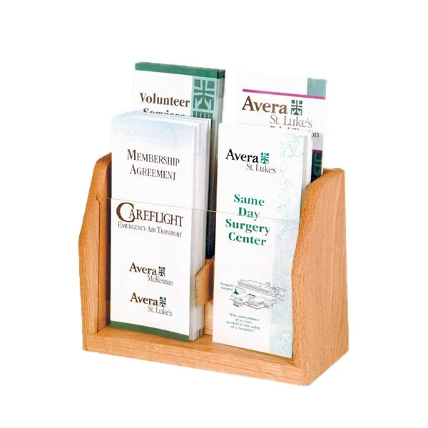 Light Oak 4 Pocket Wood Brochure Holder with Arcylic Fonr