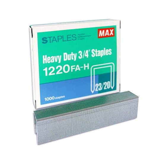MAX STAPLES 1220 (23/20) 1000'S/BX (10SBX/BX) (HEAVY DUTY)