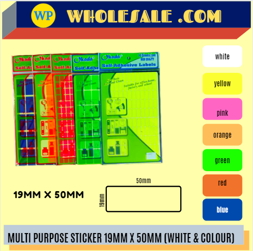 LABEL / MULTI PURPOSE / 19MM X 50MM / ALL COLOUR / STICKER LABEL / COLOUR LABEL