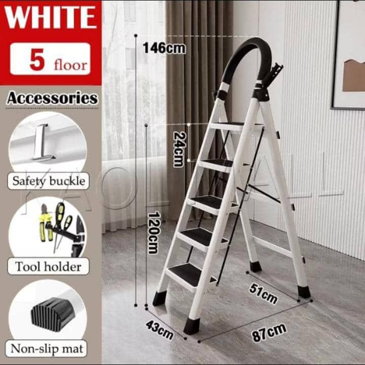 Heavy duty multi-function folding ladder 5 step, material carbon steel