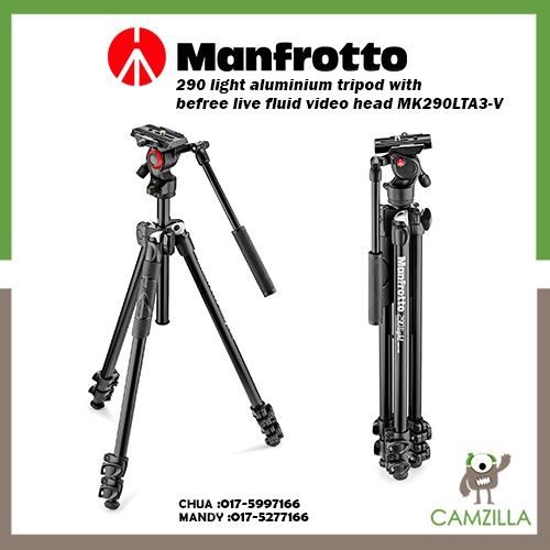 Manfrotto *Manfrotto MK290LTA3-V 290 Light Aluminum Tripod With 3-Way Pan/Tilt Head