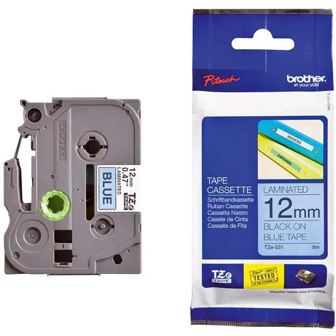 BROTHER 12MM TAPE (BLACK ON BLUE) 8M/ROLL