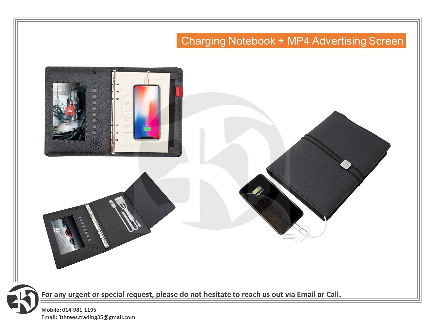 Charging Notebook With MP4 Advertising Screen