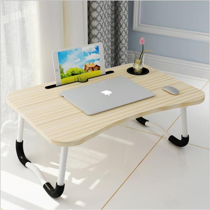 Foldable Laptop Table Multipurpose Table Anti Slip Ergonomic Table with Cup Holder