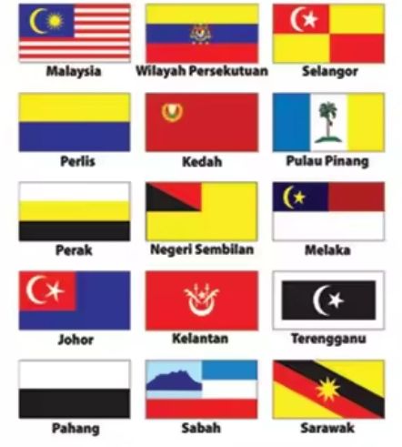 Bendera Negeri DiMalaysia Size: 2' x 4' Polyster Free deluvery