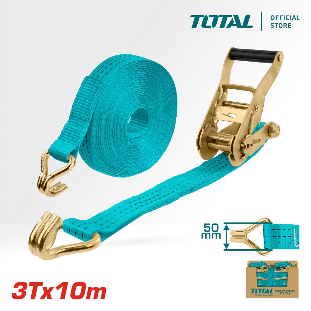 TOTAL RATCHET STRAPS (3/5 TON/SAFETY FACTOR 2:1) HIGH TENSILE POLYESTER (LENGTH 10M/WIDTH 50MM) THTRS3107/THTRS5104