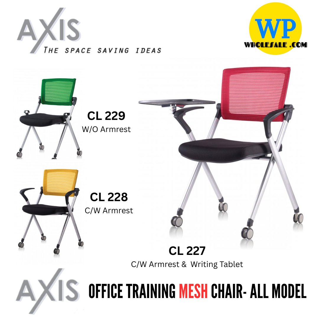 CLASSIC CHAIR AXIS FOLDABLE TRAINING CHAIR (MESH BACKREST) - ALL MODEL / AXIS SERIES / FOLDABLE CHAIR / TRANING CHAIR / STUDY CHAIR / STUDENTS CHAIR / EDUCATION CHAIR / TUITION CHAIR / MEETING CHAIR / OFFICE CHAIR / CHAIR WITH ARMREST / CHAIR WITH ARMREST & TABLET