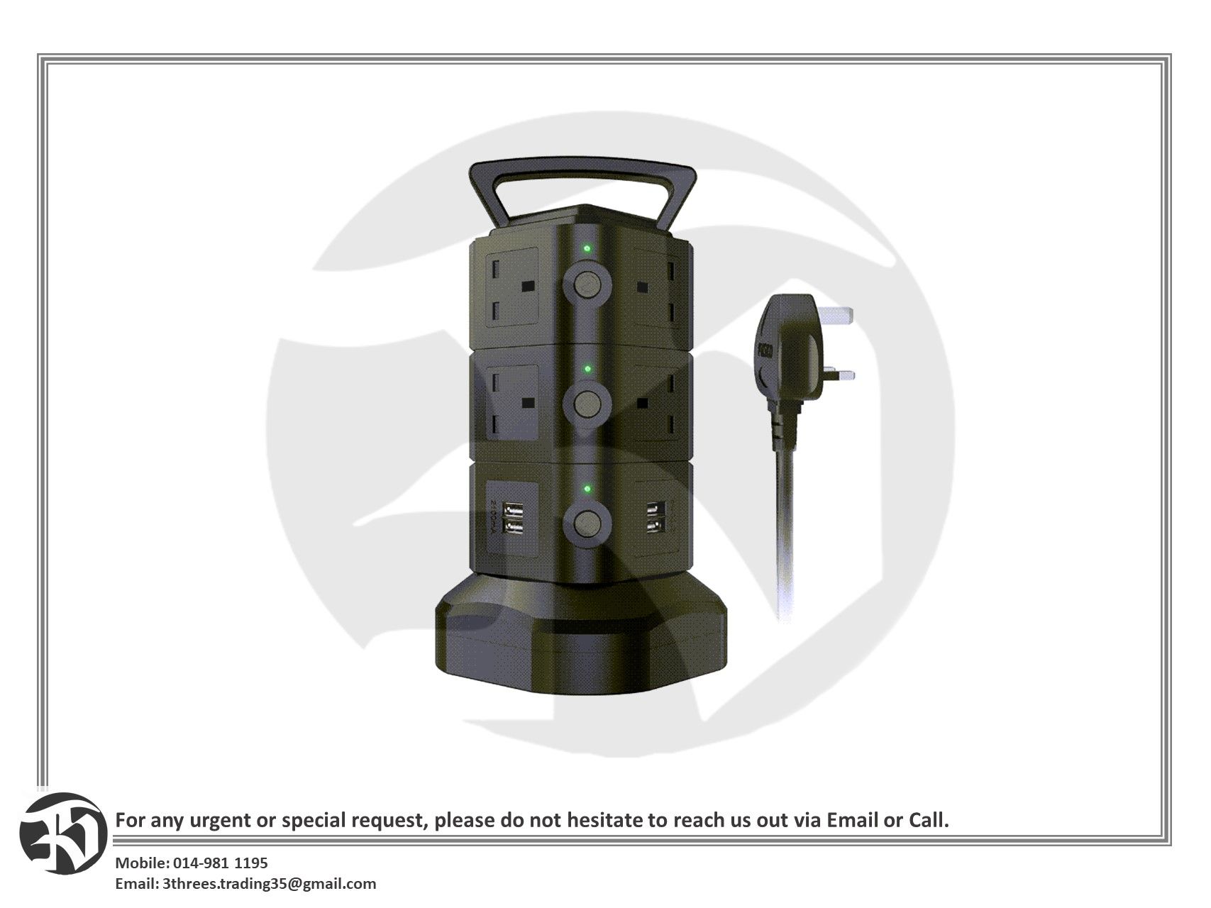 3 Layer Multi-function Power Socket / Tower Socket Surge Protector
