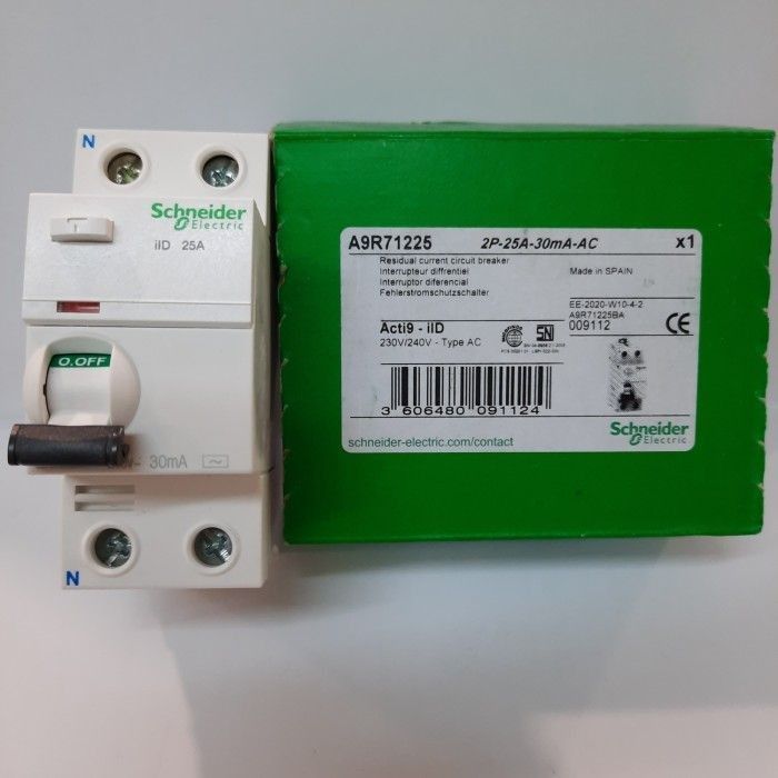 SCHNEIDER ACTI9 IID RCCB 2P 25A 30MA AC-TYPE (A9R71225)