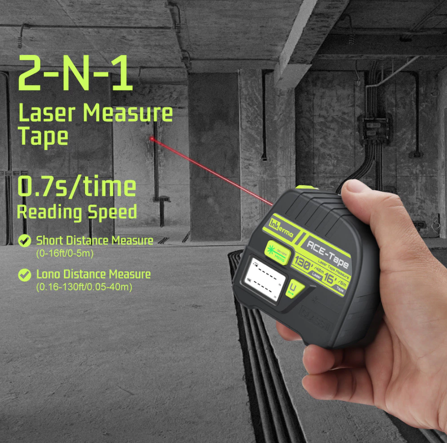 ACE-TAPE 2-IN-1 LASER TAPE MEASURE / HIGH PRECISION LASER / 40M