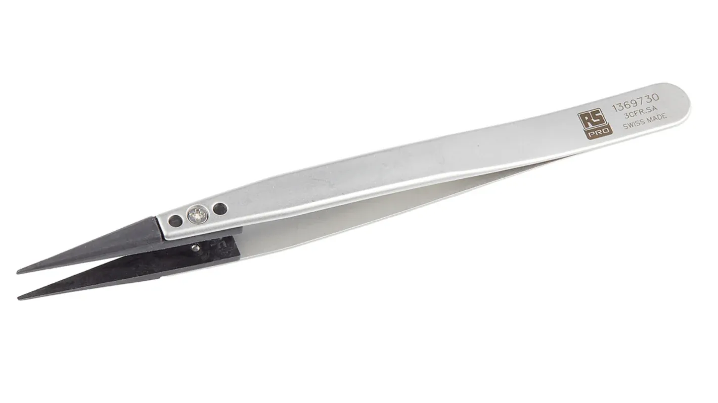 Sata ESD FLAT ROUND TWEEZER 130MM