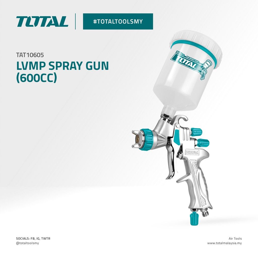 TOTAL TAT10605 LVMP SPRAY GUN (SPRAYING PRESSURE 2.0 BAR (29 PSI))