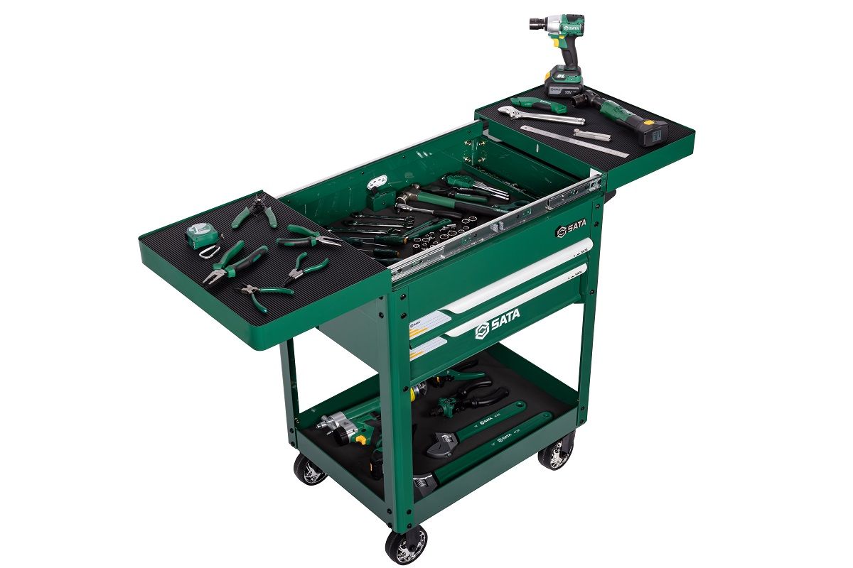Sata 2-DRAWER TOOL CART WITH SLIDING COVER