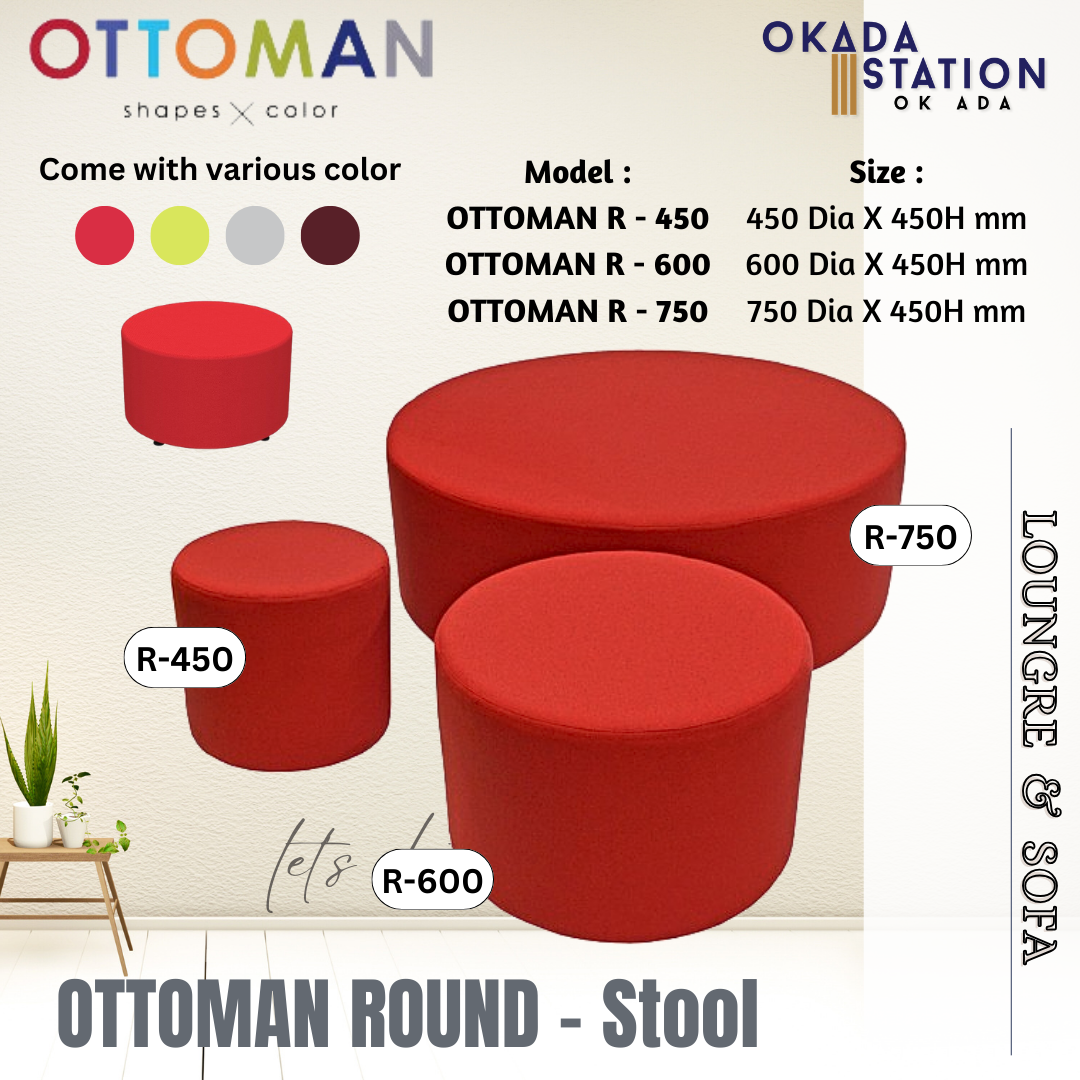 CLASSIC HAIR OTTOMAN ROUND - SOFA STOOL / OTTOMAN R / LOUNGE & SOFA / ROUND SHAPE / ROUND SHAPE STOOL / SOFA STOOL / DISCUSSION CHAIR / STOOL / CHAIR / PU LEATHER / OTTOMAN SHAPE X COLOR