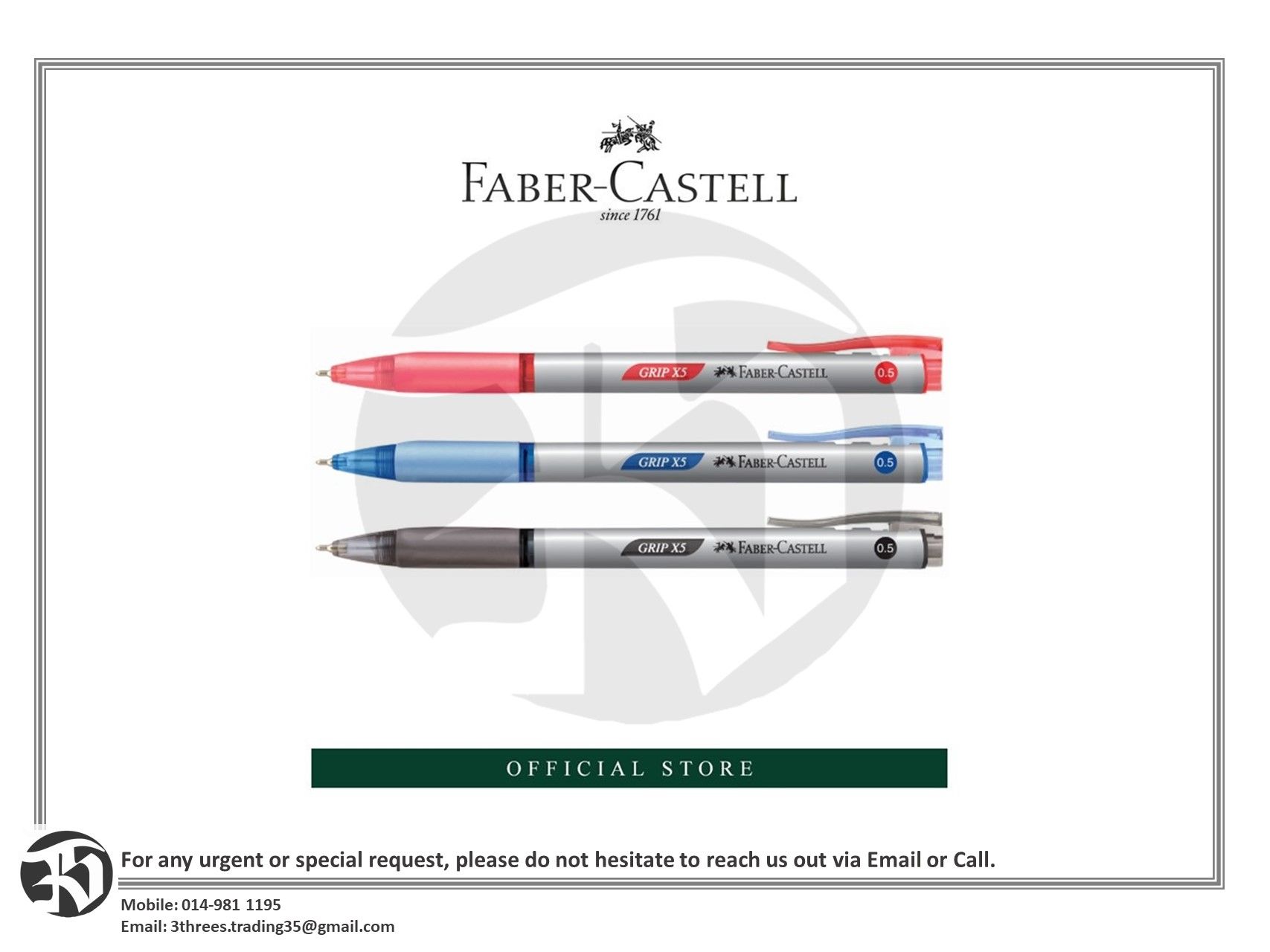 Faber-Castell Grip X Ball Pen, Tub of 40 pieces