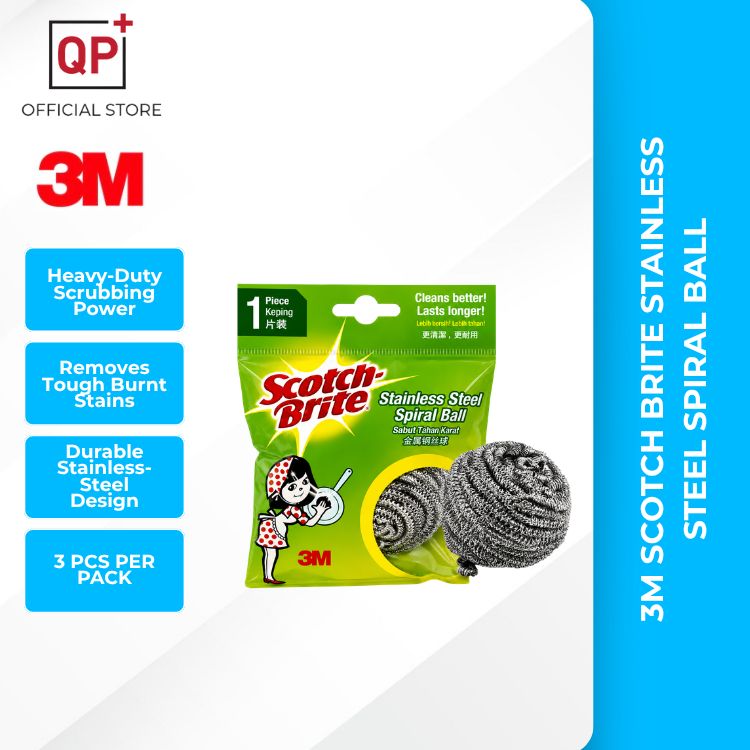3M SCOTCH BRITE STAINLESS STEEL SPIRAL BALL | BEBOLA SPIRAL | 螺旋球-6 PC