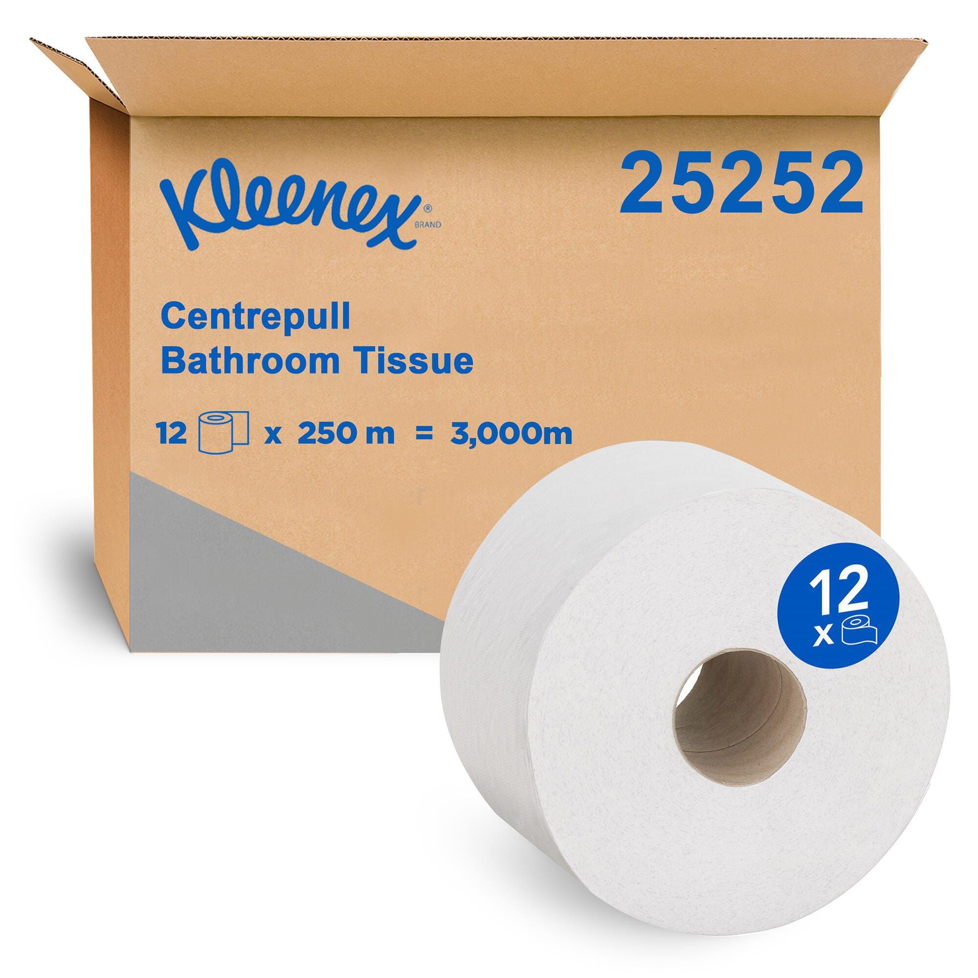 KLEENEXÂ® Centrepull Bathroom Tissue (25252), 2 Ply Toilet Paper, 12 Toilet Rolls / Case