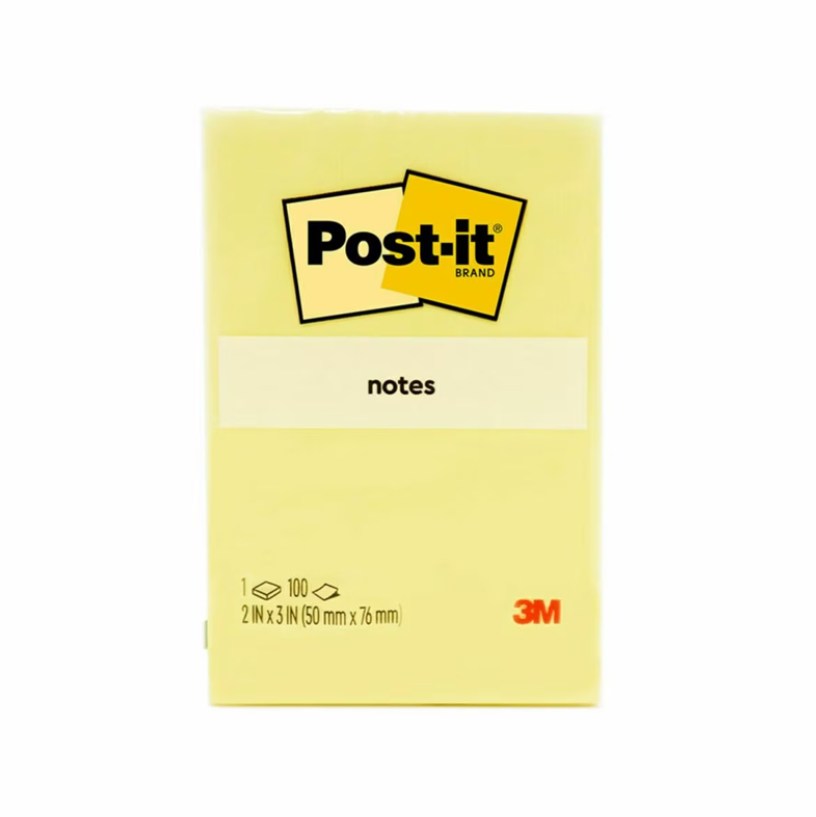 3M 656 2″ X 3″ POST-IT NOTES YELLOW (100 SHEETS) (51MM X 76MM)