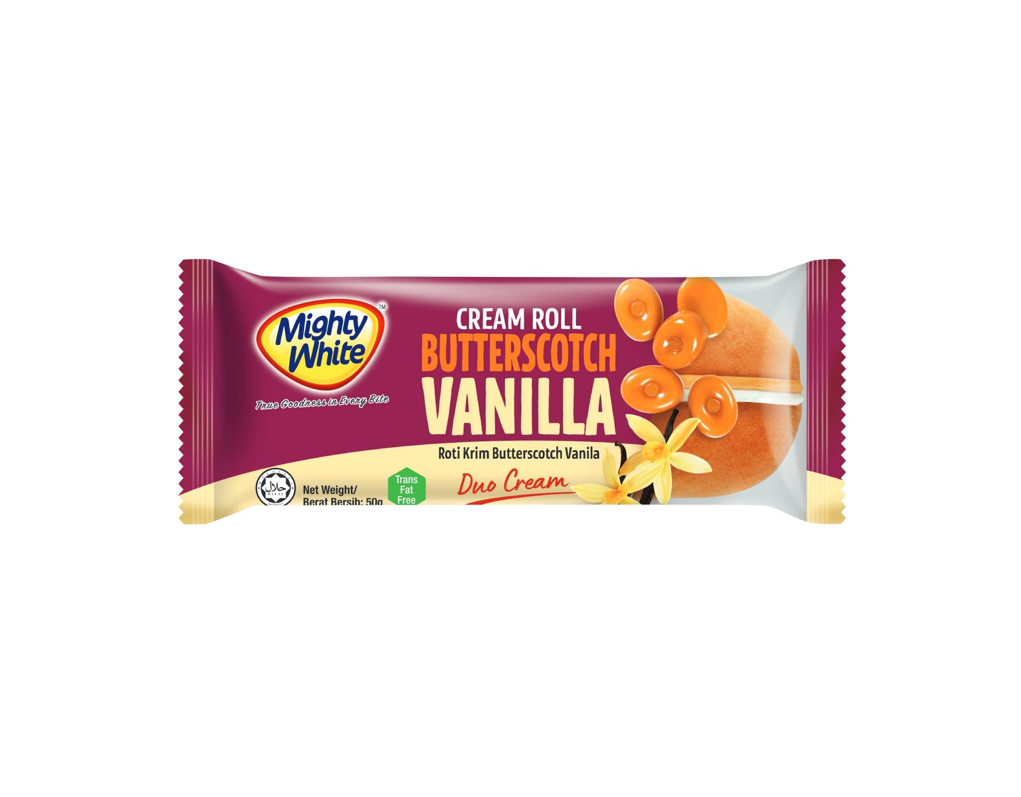 Mighty White Bread Butterscotch Vanilla Cream Roll 50g