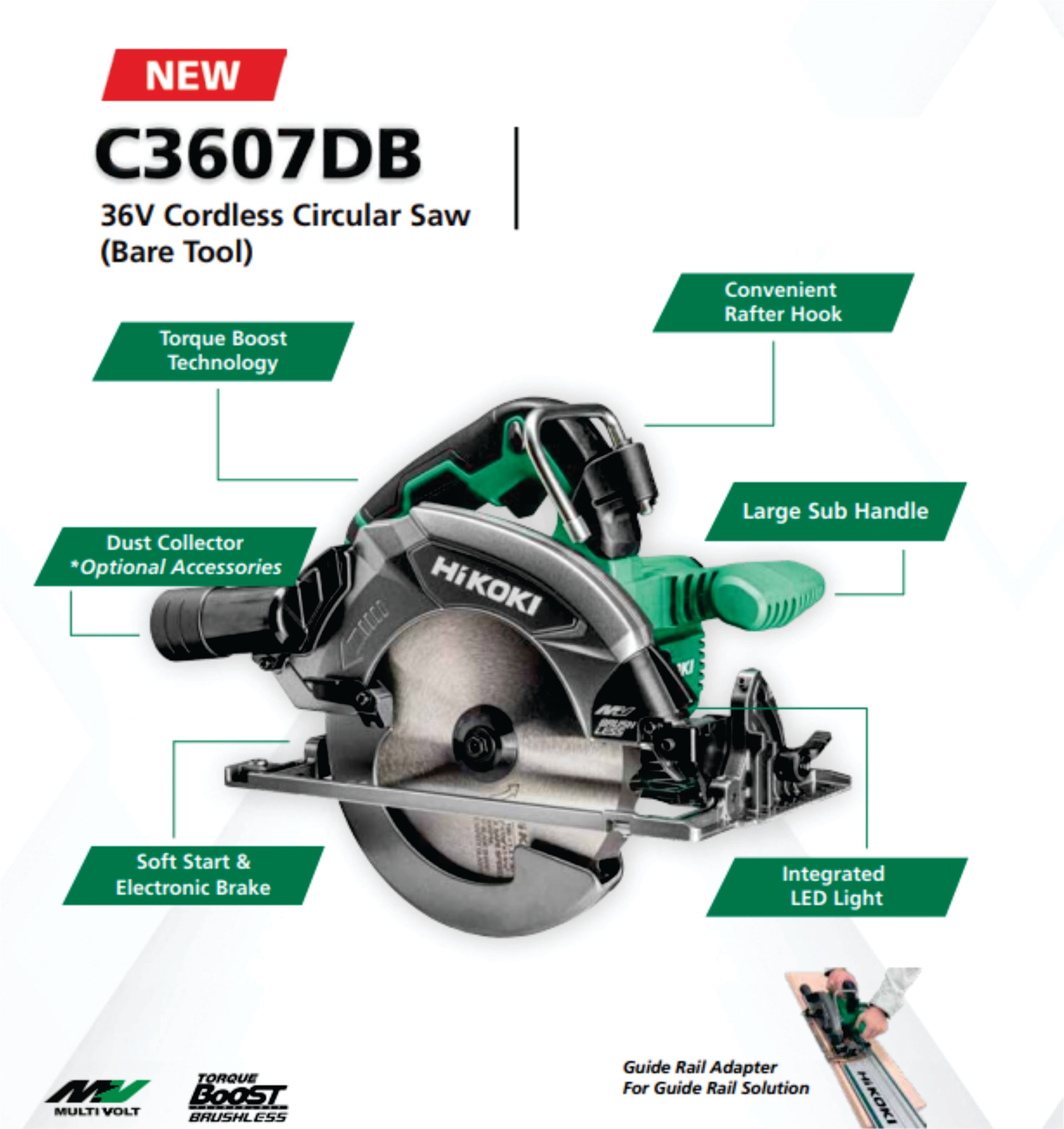 HIKOKI CORDLESS CIRCULAR SAW C3607DB (BARE TOOLS)