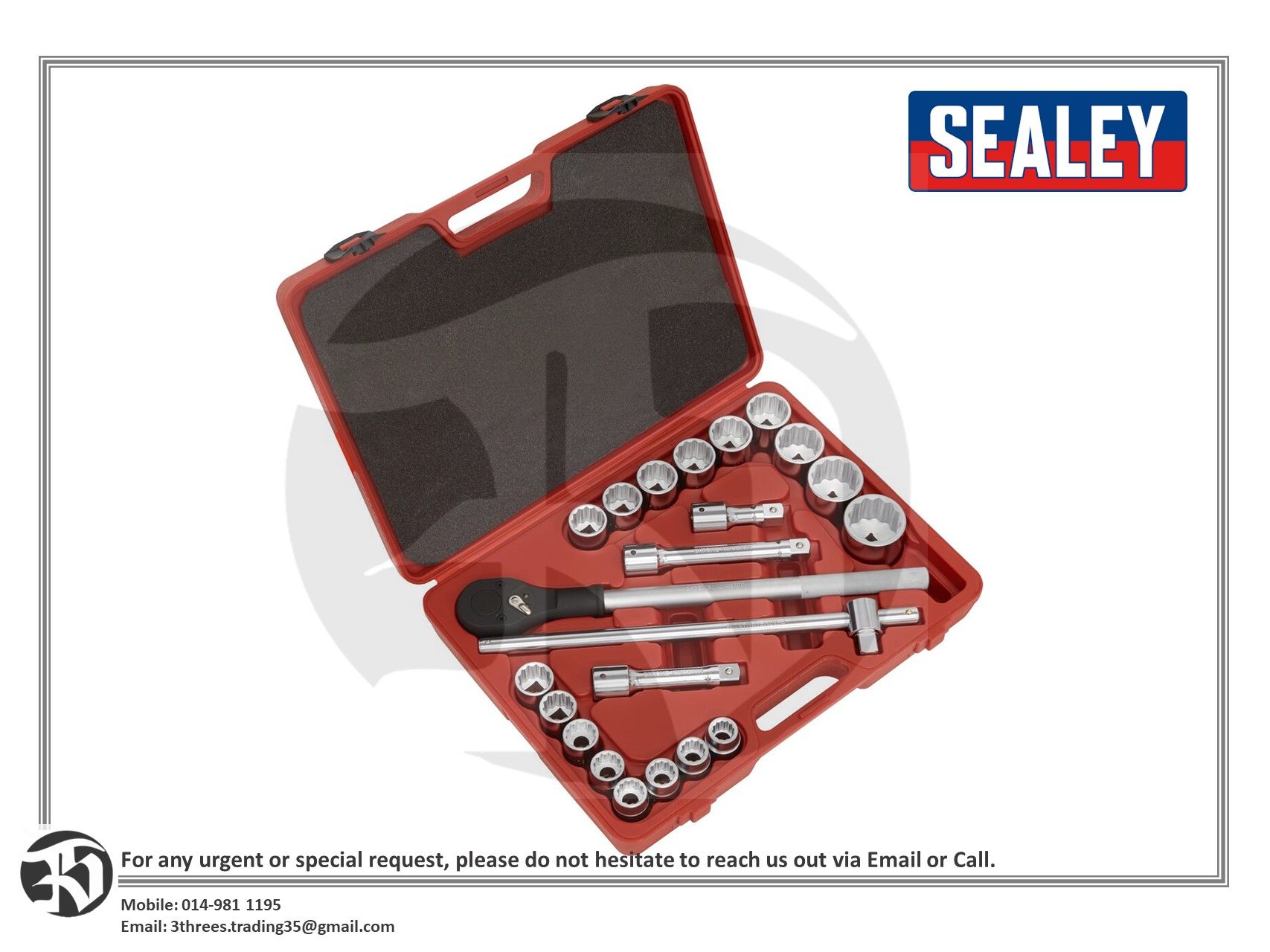 Sealey 3/4"Sq Drive 12-point WallDrive Socket Set 22pcs