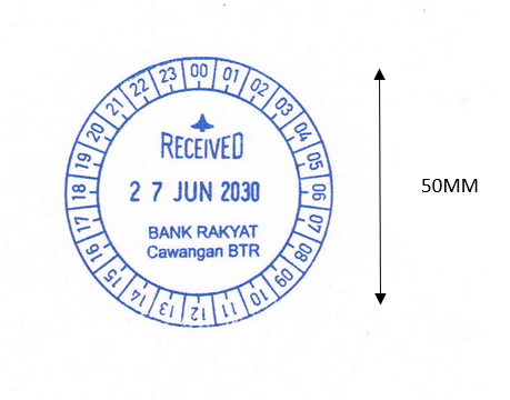 BANK RAKYAT DATED RUBBER STAMP CUSTOMISED (RECEIVED)