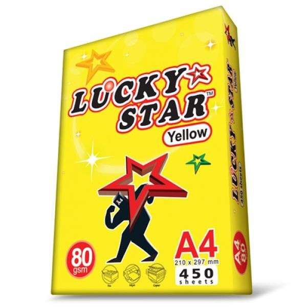 Lucky Star Yellow A4 Paper 80gsm 450 sheets