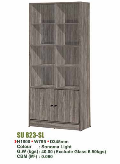SU FILE CABINET WITH DOORS & GLASS SU 823 - SL/N.OAK