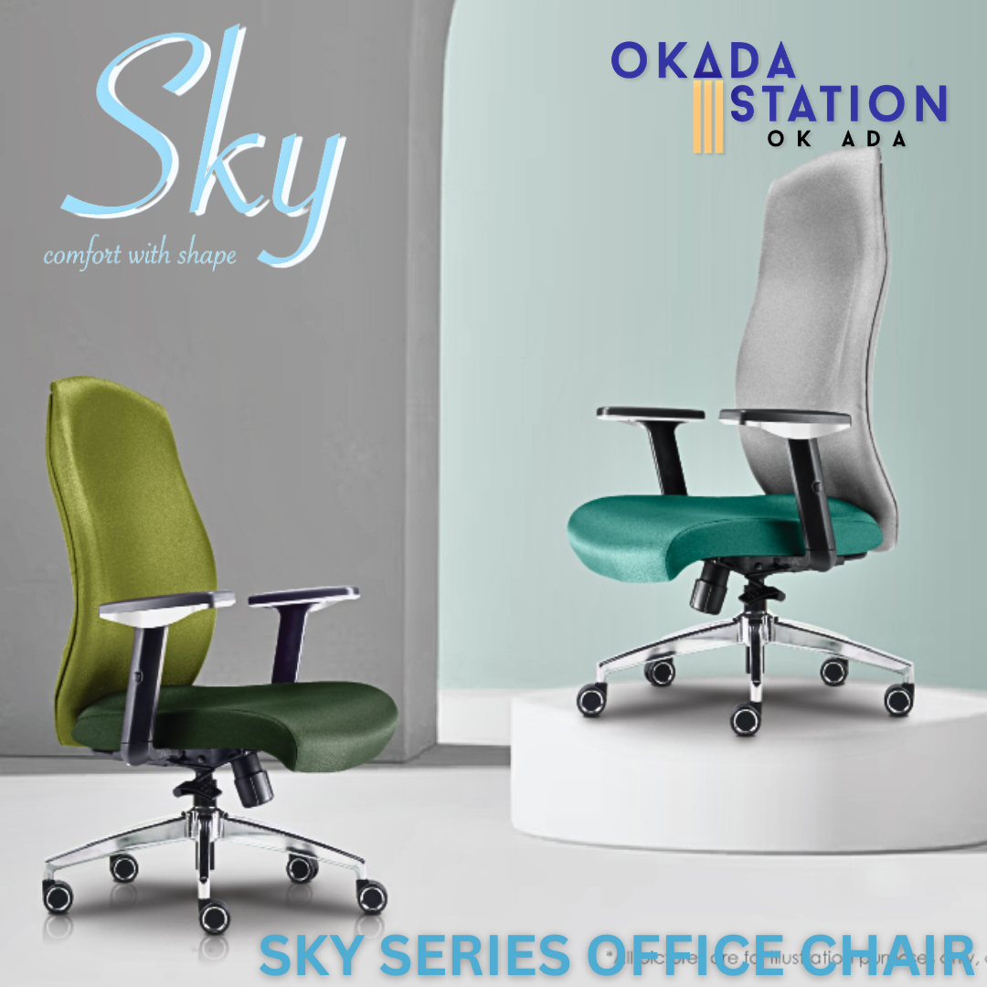 CLASSIC CHAIR SKY PU LEATHER ERGONOMIC OFFICE CHAIR WITH CHROME LEG -ALL SIZE / CLASSIC CHAIR / OFFICE CHAIR / ERGONOMIC EXECUTIVE CHAIR / PU LEATHER OFFICE CHAIR / EXECUTIVE OFFICE CHAIR / ERGONOMIC OFFICE CHAIR / CHROME SERIES / PU LEATHER CHAIR / CHAIR / SKY