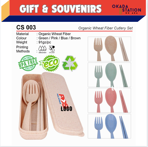 OK GIFT & SOUVENIRS : CS 003 ORGANIC WHEAT FIBER CUTLERY SET