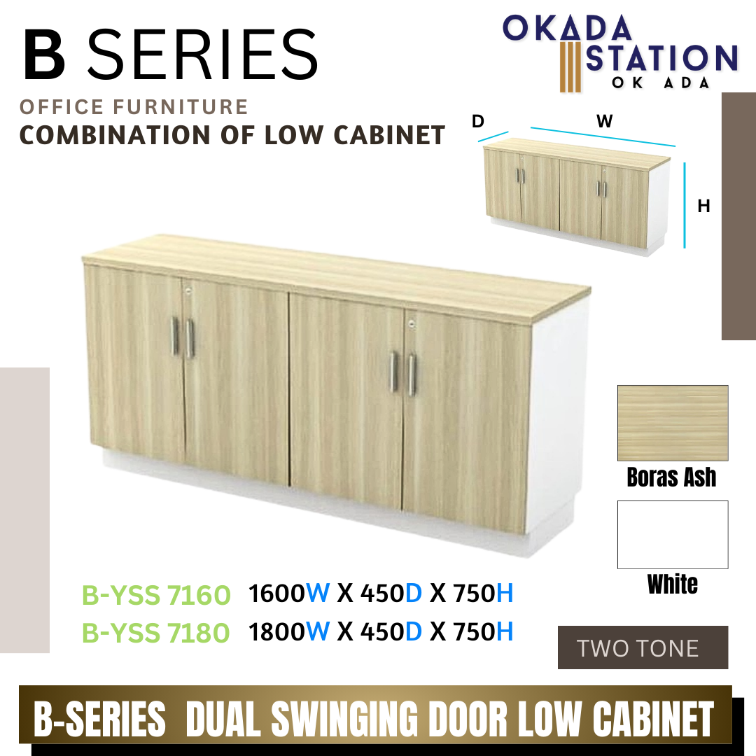 B SERIES DUAL SWINGING DOOR LOW CABINET- (B-YDD 7160) (B-YDD 7180) / B SERIES / WOODEN LOW CABINET / COMBINATION LOW CABINET / LOW CABINET / DUAL SWINGING DOOR CABINET / SWINGING DOOR CABINET ./ CABINET