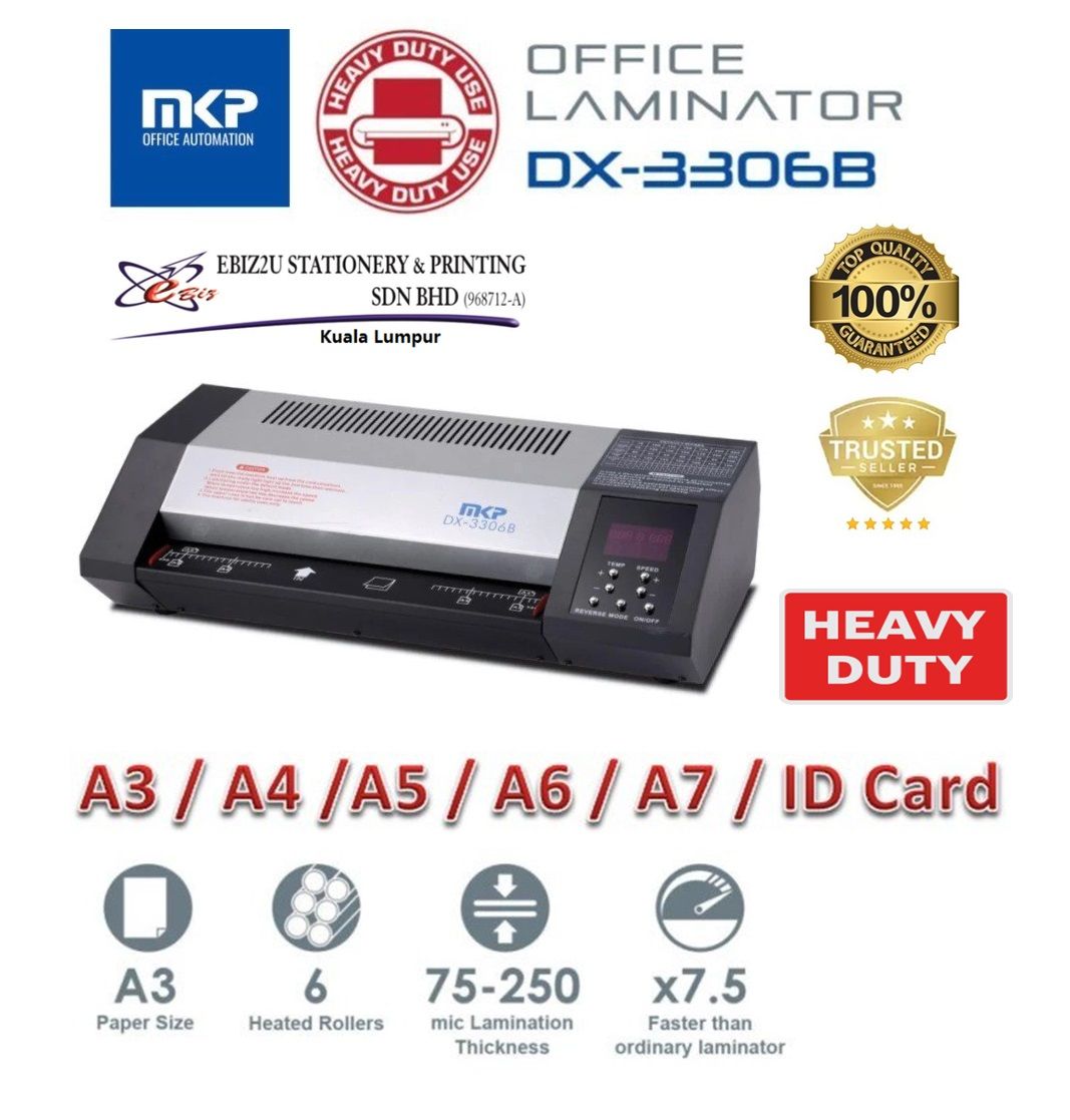 MKP DX-3306B A3 Heavy Duty 6 Rollers Laminating Machine (Digital) Laminator Machine, laminate machine, laminate, Laminator, heavy duty laminator