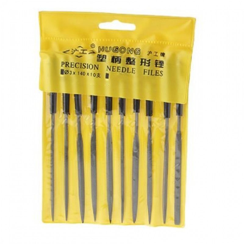 QP 10P 3x140mm Precision Needle File Set Hugong