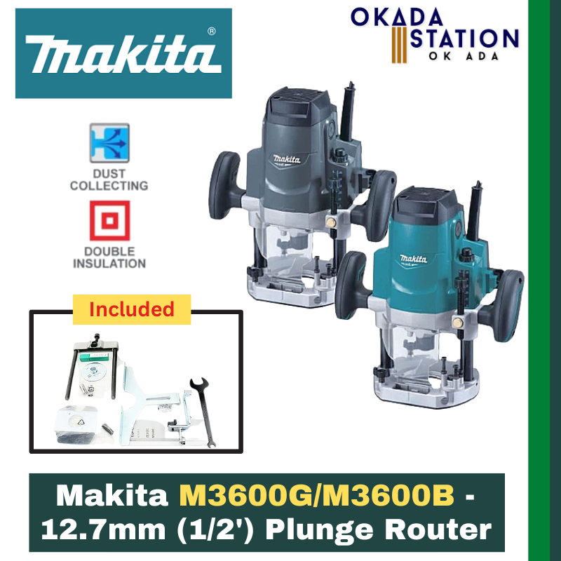 Makita M3600G/M3600B - Router / Plunge Router / 12.7mm (1/2') Plunge Router / Corded Router